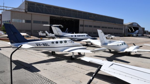 The hanger at the Essendon Airport were the plane was before this morning's crash.