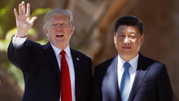 Happier times. US President Donald Trump and Chinese President Xi Jinping in Florida in April.