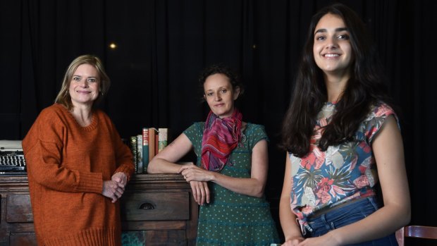 From left: Jane Phegan, Kym Vercoe and Geraldine Viswanathan, appearing in <i>Invisible Circus</i>.