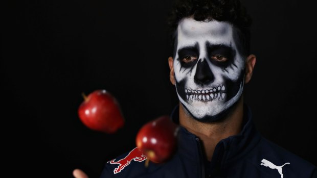 Day of the dread: Daniel Ricciardo gets in full  Dia de Muertos face paint.