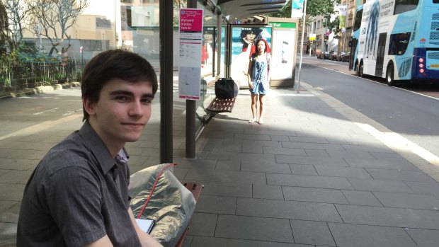 Cody Love, of Surry Hills, waits at Wynyard bus stop. He found changes to Syndey's bus routes confusing. 