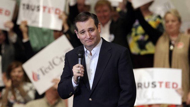 Republican presidential candidate senator Ted Cruz at a campaign rally in Kannapolis, North Carolina, on Tuesday.