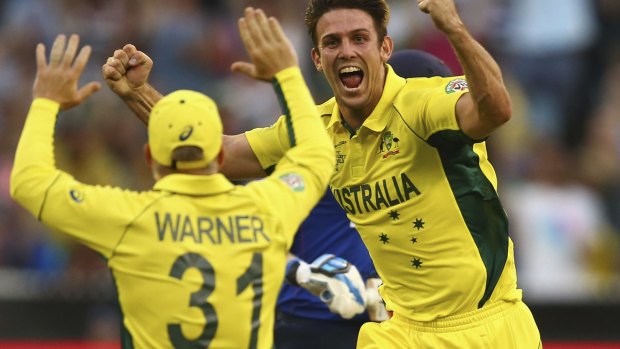 On form: Mitch Marsh, in action during last year's World Cup.
