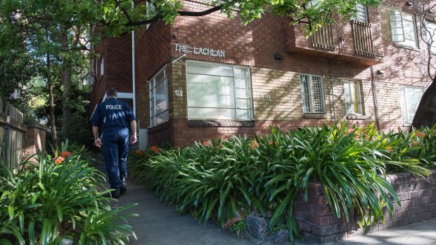 The Potts Point apartment was a crime scene on Thursday afternoon.