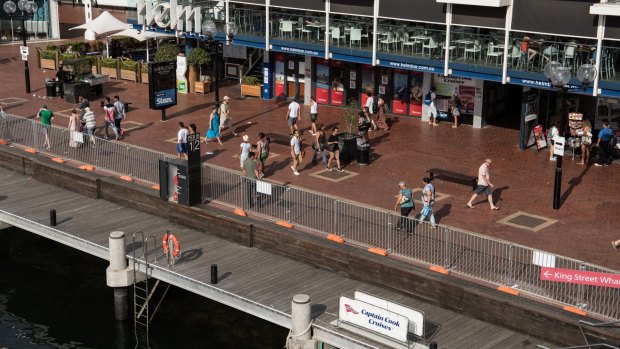 Darling Harbour and King St Wharf were fenced off to prevent people falling into the water during New Year's Eve celebrations.