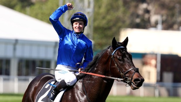WInning team: James McDonald and Exosphere combined to win the Roman Consul Stakes at Randwick.