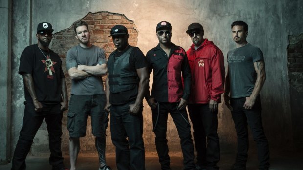 Prophets of Rage featuring Chuck D, third from the left.