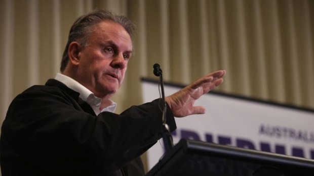  Former Labor Opposition Leader Mark Latham addresses a crowd recently. 