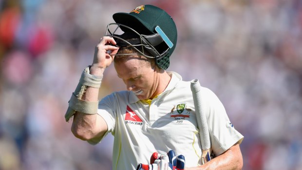 Protection: Australian opener Chris Rogers displays the StemGuard attachment in the first Test.