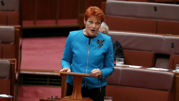 Senator Pauline Hanson delivers her first speech in the Senate.