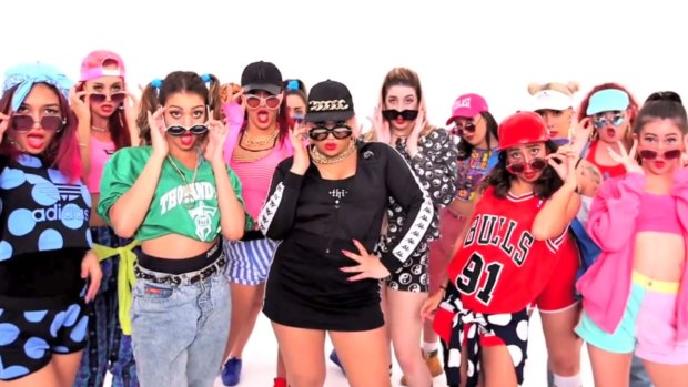 Parris Goebel (in black, at centre) in Justin Bieber’s Sorry video, which she directed and choreographed – and which has had more than two billion YouTube views. 