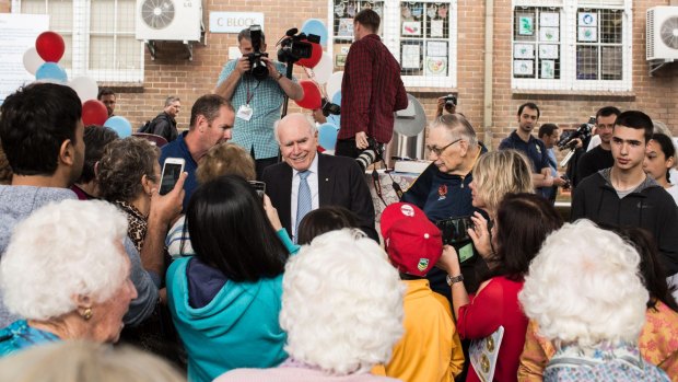 Former PM John Howard attends the 100th anniversary of his former primary school Earlwood Public School.