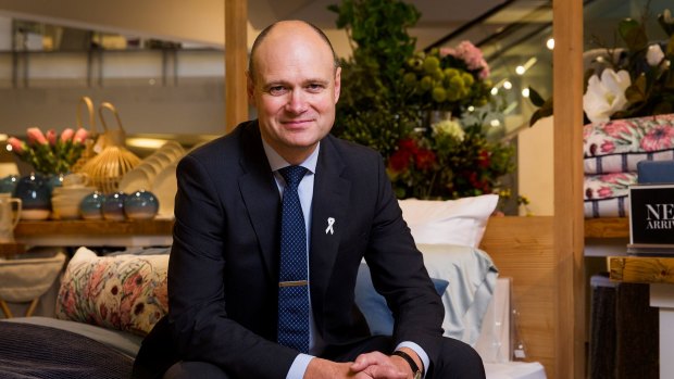 Myer chief Richard Umbers said online sales of homewares jumped by 65 per cent in the first half.