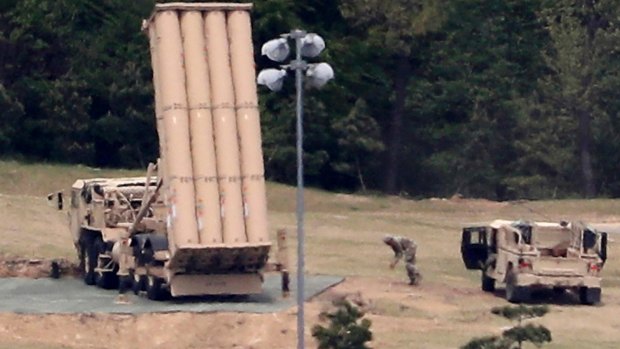 A US missile defence system called Terminal High Altitude Area Defense, or THAAD, is installed at a golf course in Seongju, South Korea.
