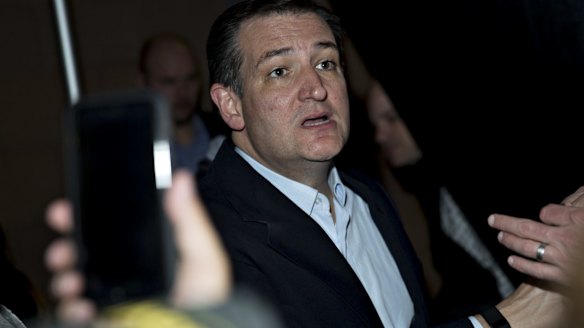 Going for broke in Florida and Ohio: Senator Ted Cruz speaks during a caucus night rally in Las Vegas.
