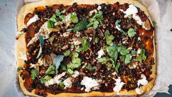 This Middle Eastern-style lamb "pizza" is a twist on a lahmacun.