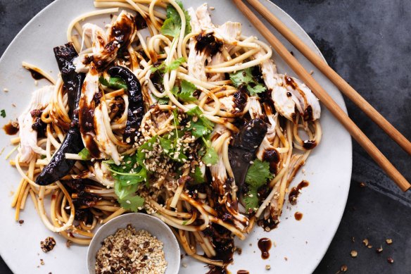 Chicken and Udon Noodle salad with Chilli and Sichuan Pepper.