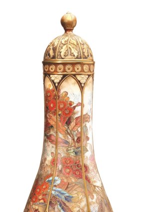 A Doulton & Co vase with floral gum decoration by Louise Bilton, 1887,at Government House