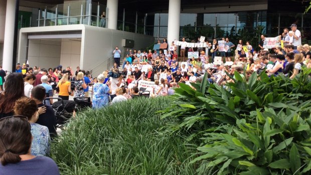 An overnight vigil at Lady Cilento Children's Hospital has become a rally.