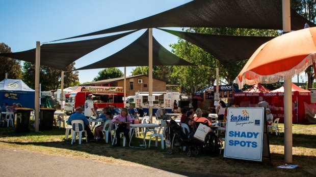 The "shady spots" were the place to be at the Canberra Show on Friday.