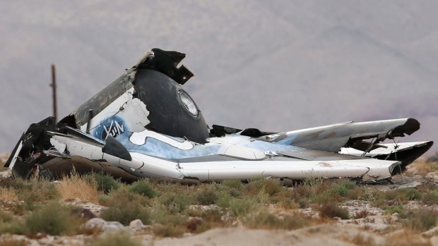 A piece of debris is seen near the scene of the crash of Virgin Galactic's SpaceShipTwo near Cantil, California.