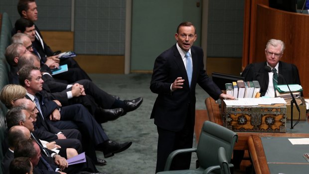 Prime Minister Tony Abbott moves a motion of condolence for the Martin Place siege, in the House of Representatives.