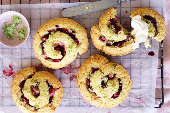 Scones meet strawberry shortcakes - the creme fraiche makes for a deliciously tender dough.