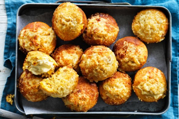 Split and butter these savoury muffins straight from the oven.