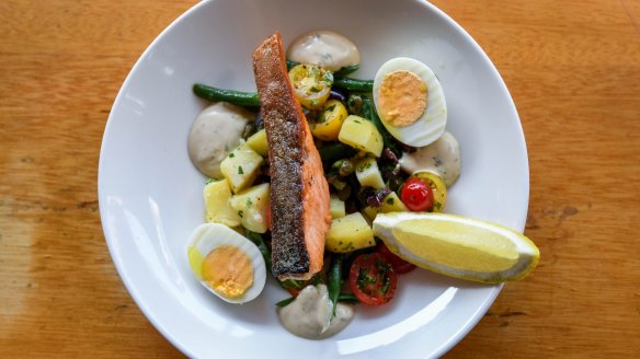 Salmon Nicoise salad.