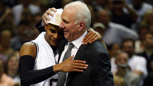 Still going strong: Despite a rough start, Patty Mills, Tim Duncan, Gregg Popovich and the San Antonio Spurs are still in the running.