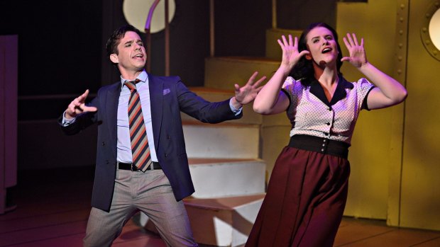 Marcus Hurley (as Billy Crocker) and Kelly Roberts (as Reno Sweeney) star in Canberra Philharmonic Society's <i>Anything Goes</I>.