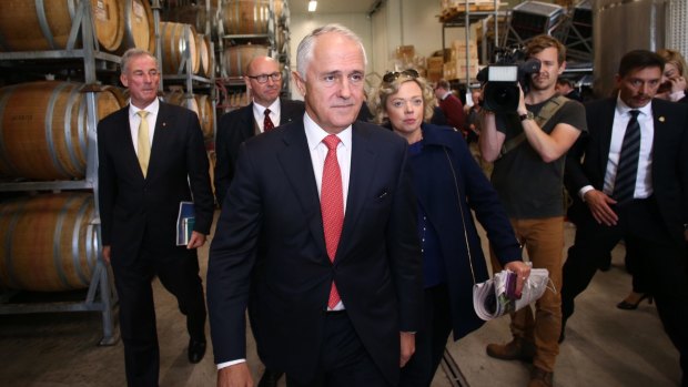 Prime Minister Malcolm Turnbull visited a winery near Launceston on Friday.