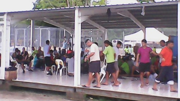 Asylum seekers inside the Manus Island detention centre in Papua New Guinea.