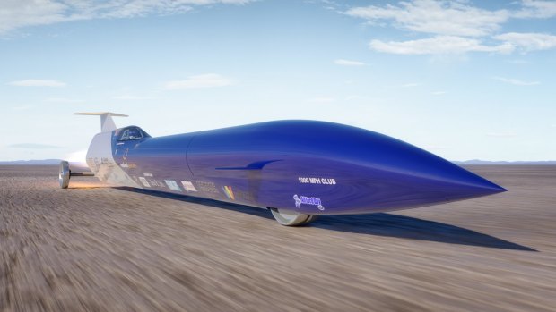 Digitally generated image of the land speed record attempt car, the Aussie Invader.
