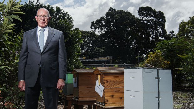 Governor David Hurley at Government House with his bee hives.