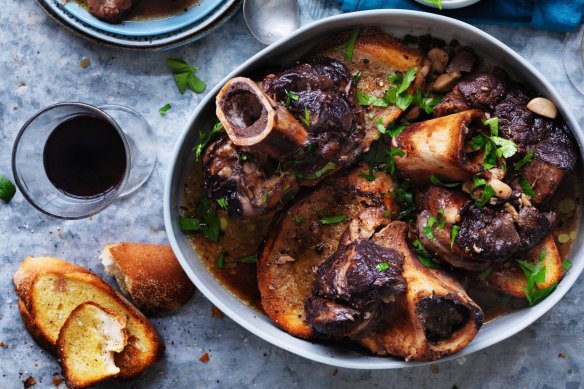 Neil Perry's veal shank slow-cooked in wine.