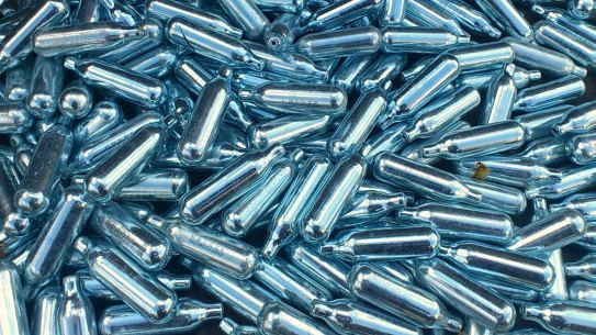 Nitrous oxide, contained in canisters like these, can be dangerous.  