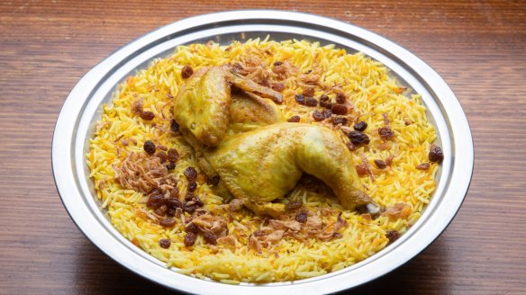 Go-to dish: Chicken mandi, a baked rice dish.