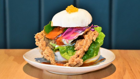 Soft-shell crab "bao-gers" are among the options at Pakington Street newcomer Bao Place.