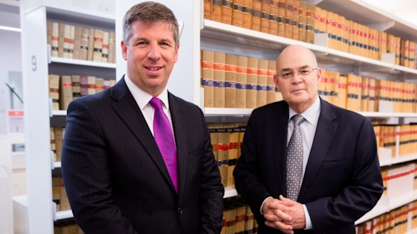 Jonathan Smithers, chief executive of the Law Council of Australia, and Gary Ulman, president of the Law Society of NSW, are against the sale of the NSW land titles registry.