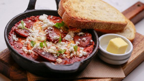 Shanklin's shakshuka comes with three (!) eggs.