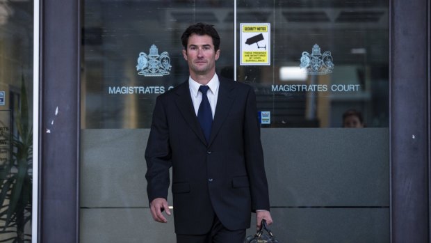News: 10th June 2014. Damian De Marco, coming out of Magistrates Court. The Canberra Times. Photo by: Jamila Toderas