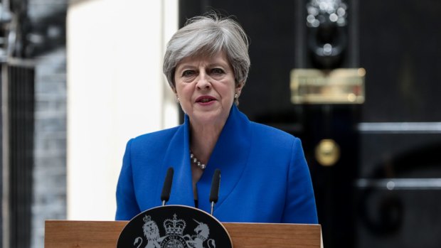 Theresa May outside number 10 Downing Street in London. 