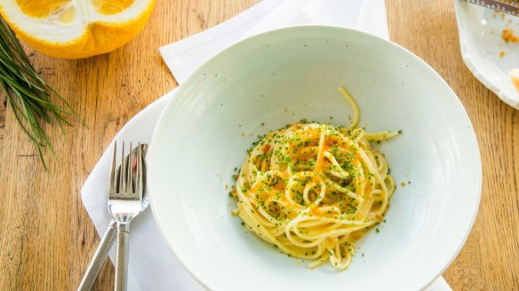 Zesty spaghetti with bottarga.