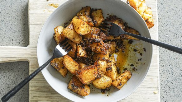 Roast potatoes seasoned like Barbecue Shapes.