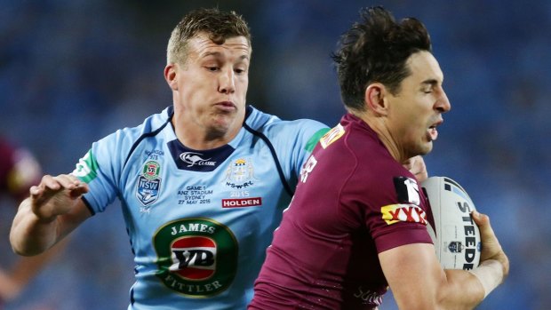 Second best: Trent Hodkinson attempts to shut down Billy Slater.