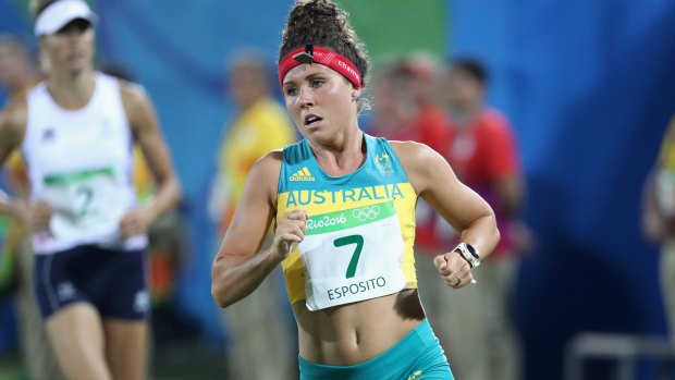 Chloe Esposito of Australia competes during the Combined Running/Shooting.