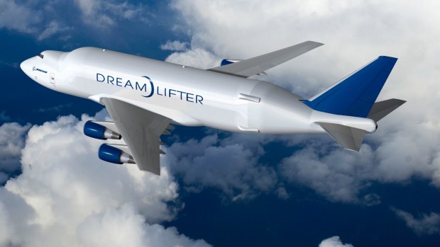 Boeing's Dreamlifter, a converted 747 jumbo jet.