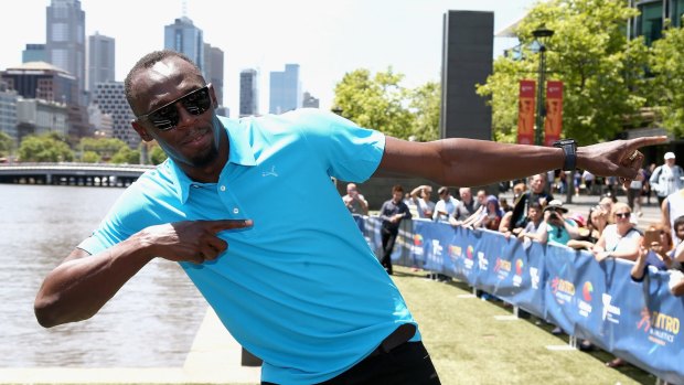 Lightning Down Under: Usain Bolt in Melbourne on Friday.