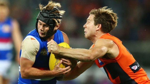 Toby Greene is in trouble for this contact with Bulldog Caleb Daniel.